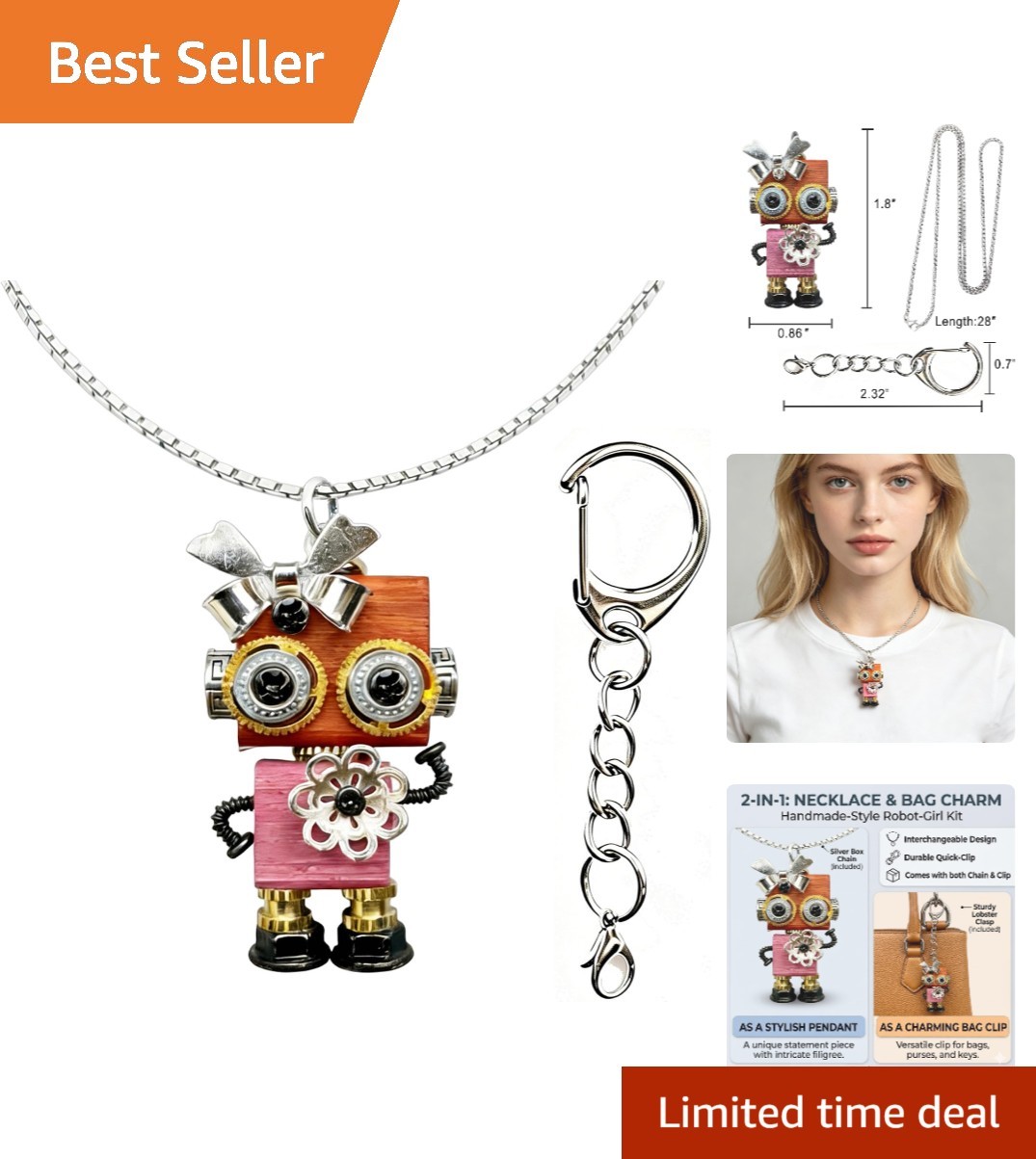 Unique Handmade Steampunk Robot Jewelry – Endearing Design, Perfect Gift Idea!