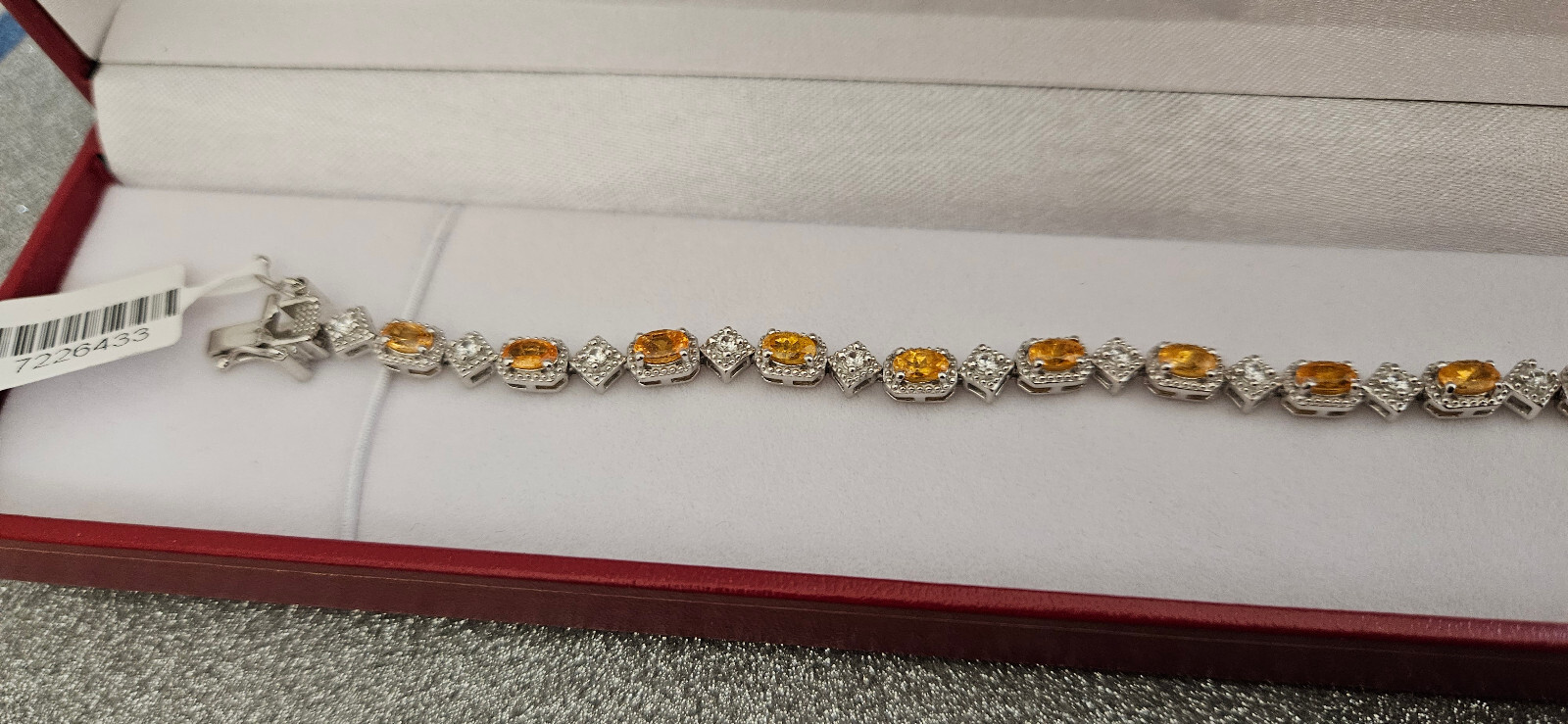 Spessartine Garnet & Zircon bracelet in platinum over sterling silver 7.0″