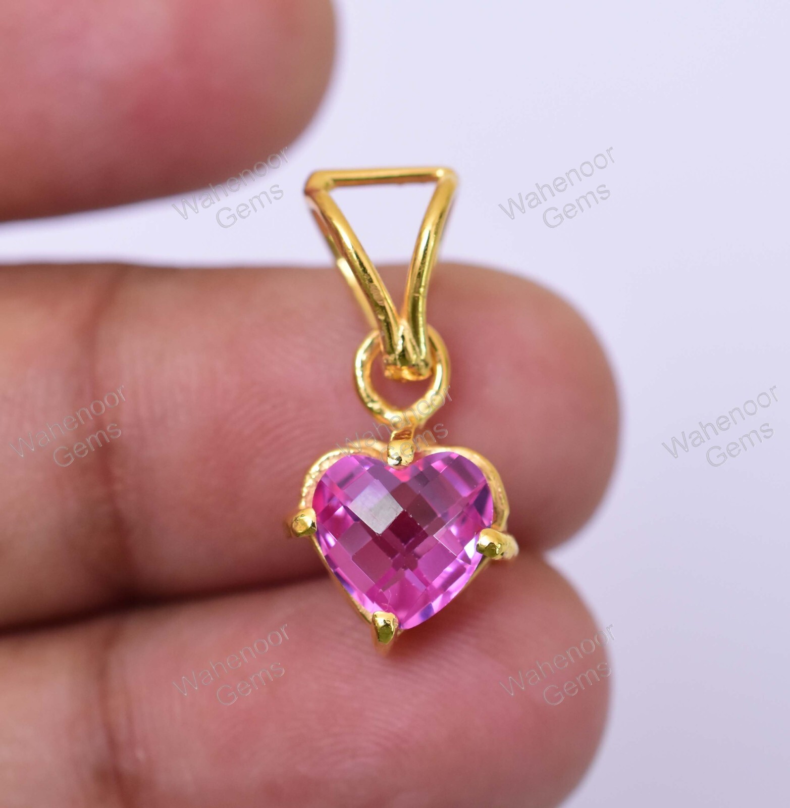 Pink Ruby Heart 7.50 mm 925 Sterling Silver Pendant Certified Anniversary Gift