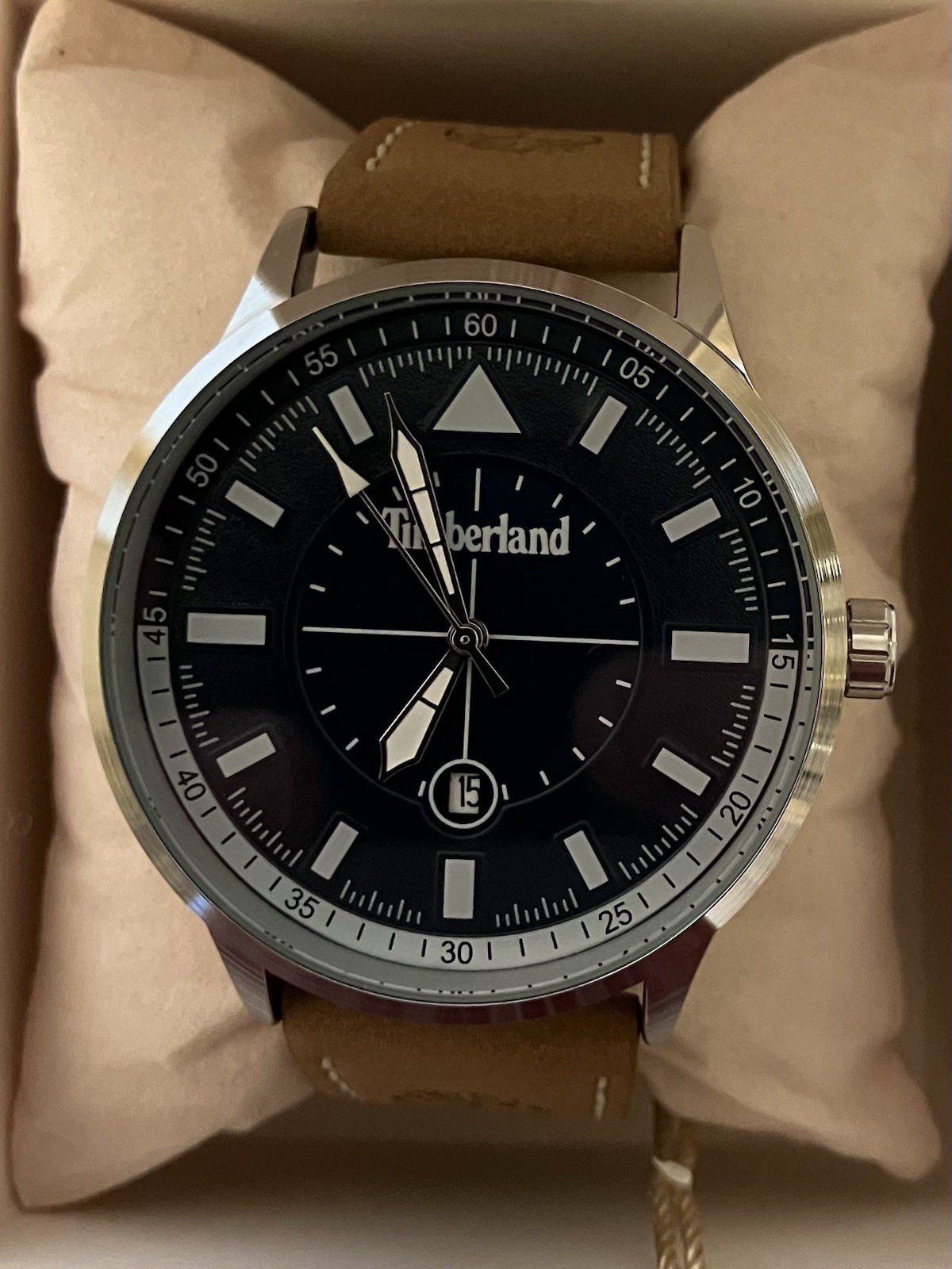 Timberland Classic Leather Men’s Watch, Miyota 2115 Quartz Date Movement NIB