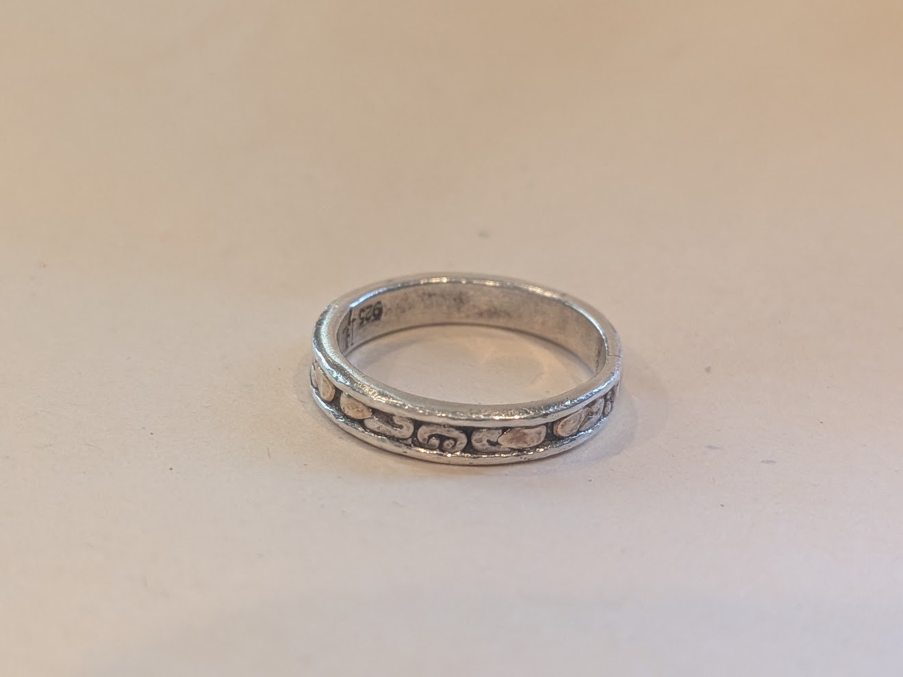 Vintage John Hardy 925 Sterling Silver 18K Gold Band Ring Size 7 w/ Pouch