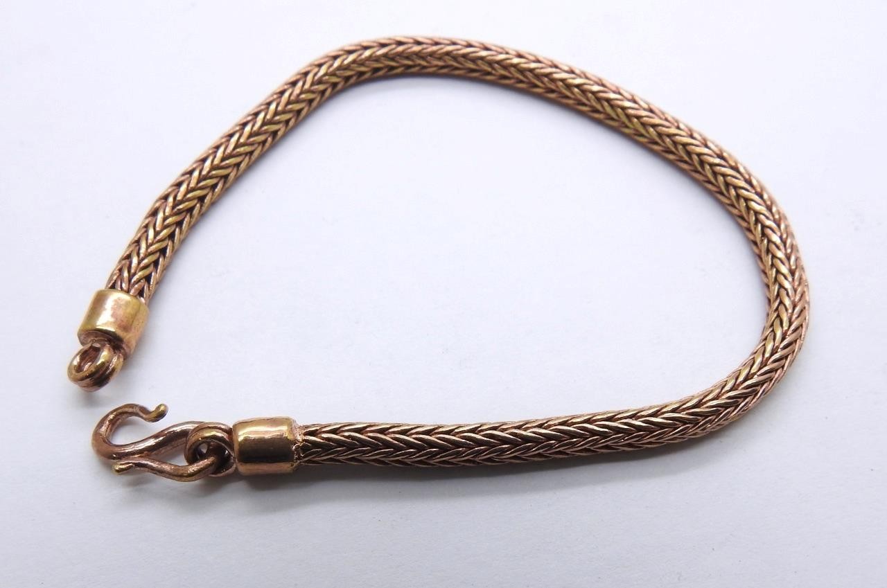 18k Solid Rose Gold Wheat Link Chain Bracelet 24.5 Grams 7.5″ Inch