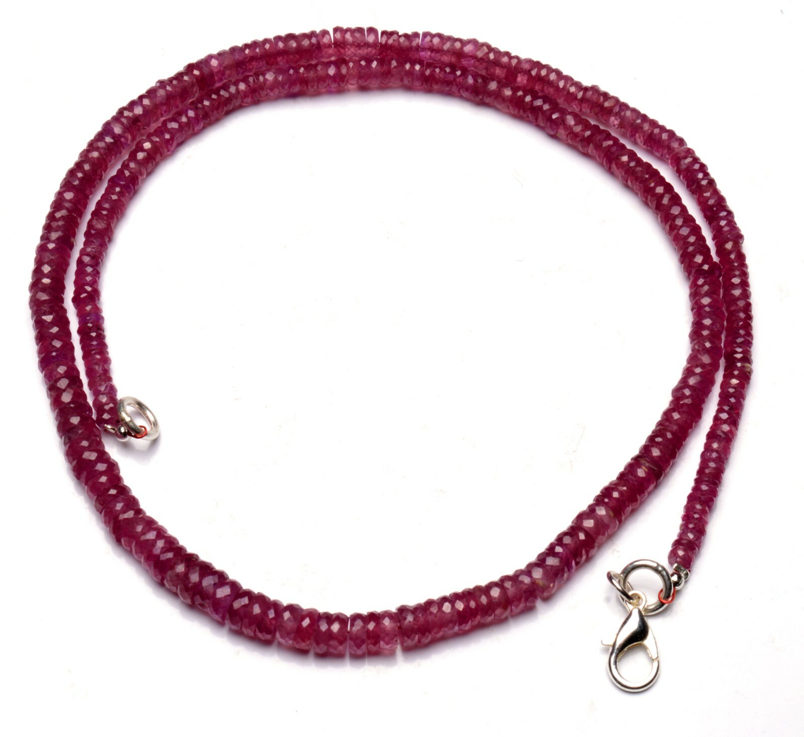 Natural Gems Pink Sapphire 3 to 6mm Size Faceted Heishi Beads Necklace 17.5″