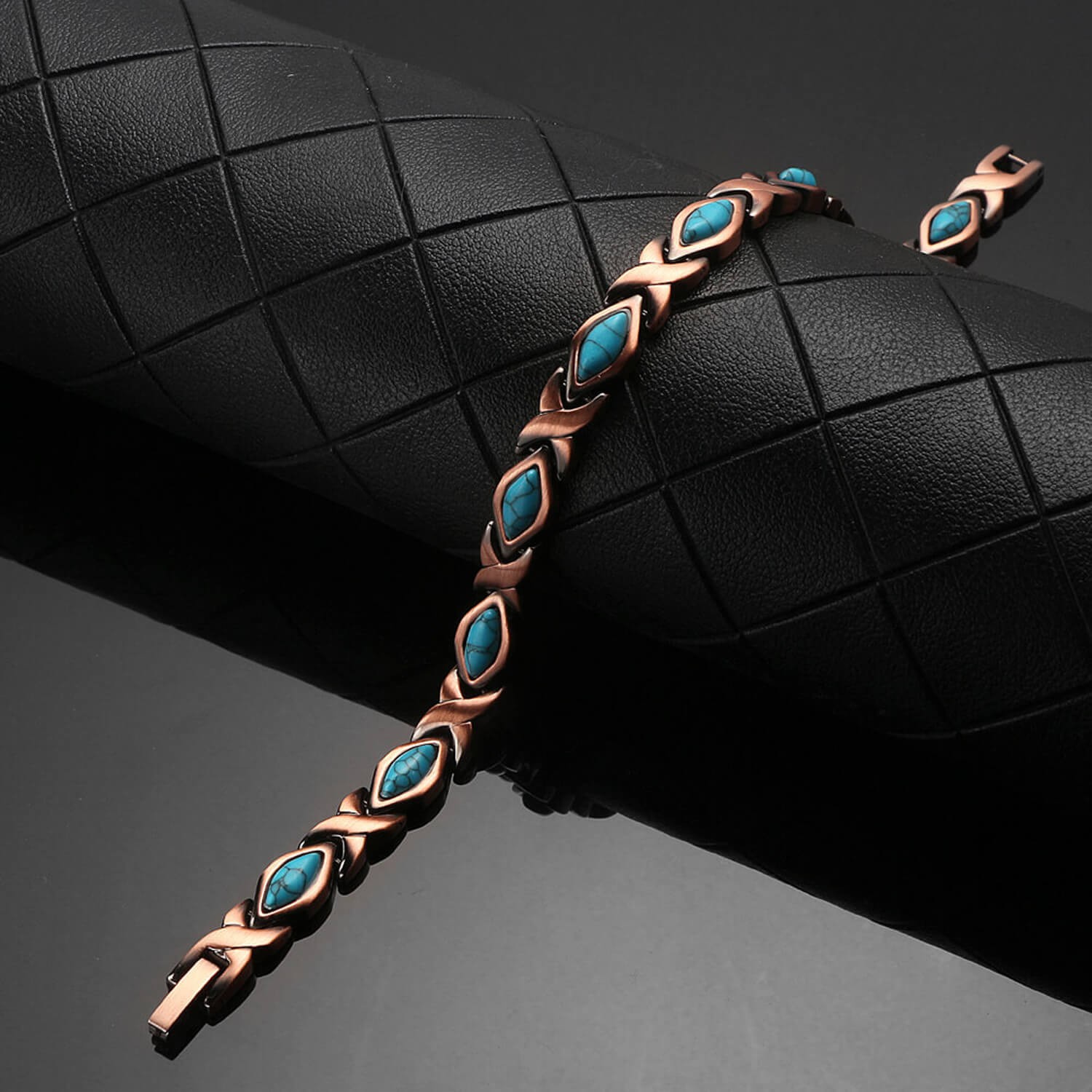 Turquoise Pure Copper Magnetic Anklet Bracelet Balance New Energy Power Calm Joy