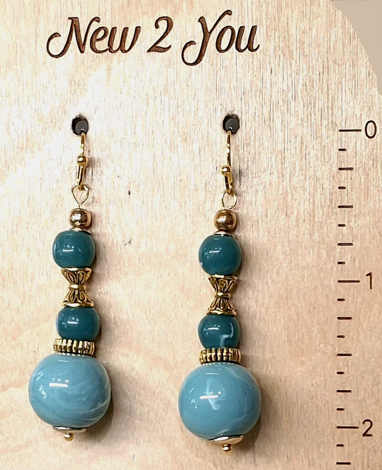 CHICO’S Mixed Blue 🥏 Green 🍏 Beaded 4 Strand 10″L Necklace + 2″L Earrings B1