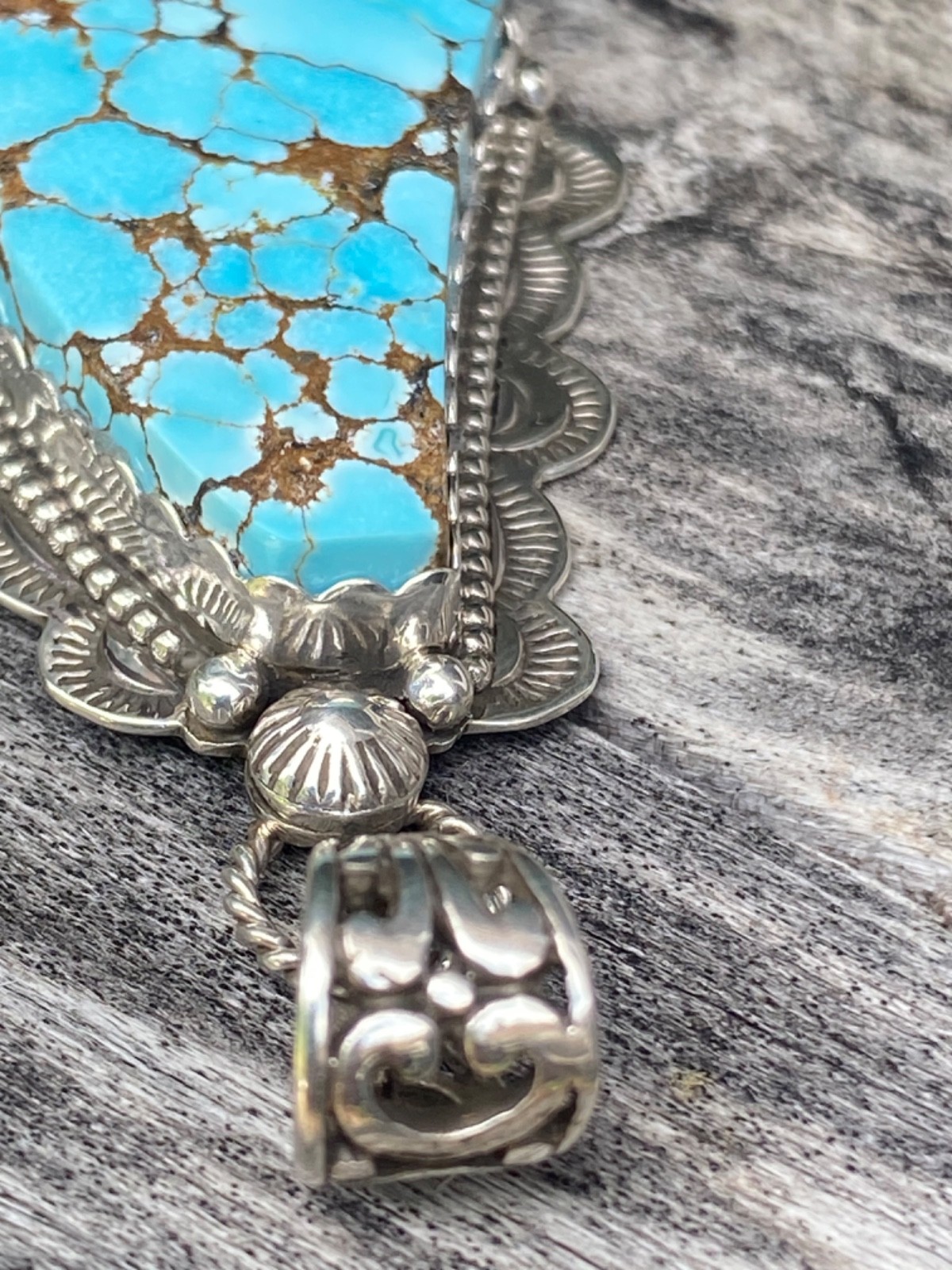 BRAND NEW Appaloosa Turquoise Stamped Floral Pendant 925 Silver