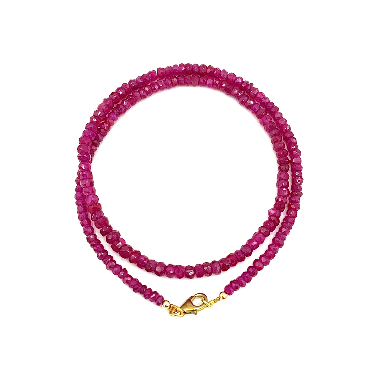 Jedi Red Spinel Beads Necklace with 9K Gold Clasp 18 inch Gemstone Necklace