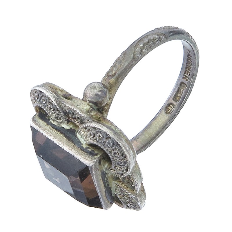 Theodor Fahrner ring brown stone 925 silver retro