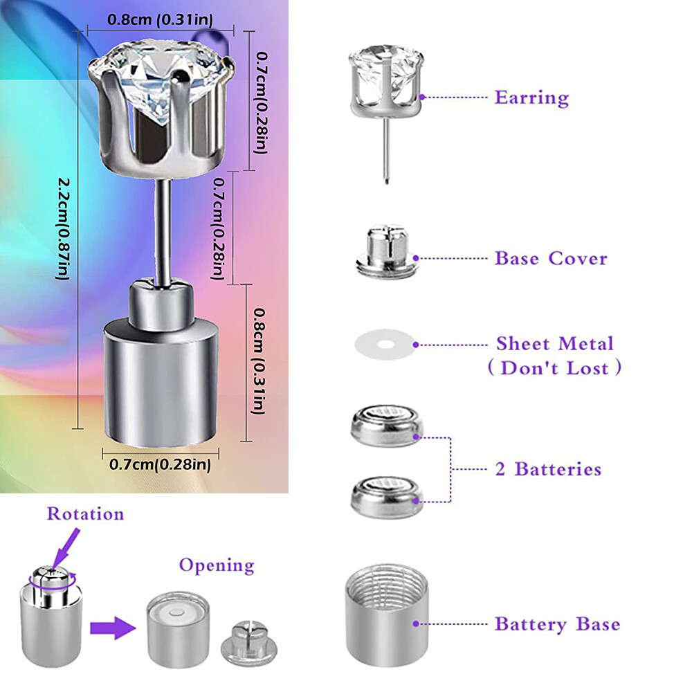 Pairs Changing Color Light Up LED Blinking Earrings Studs for Dance Party Decor