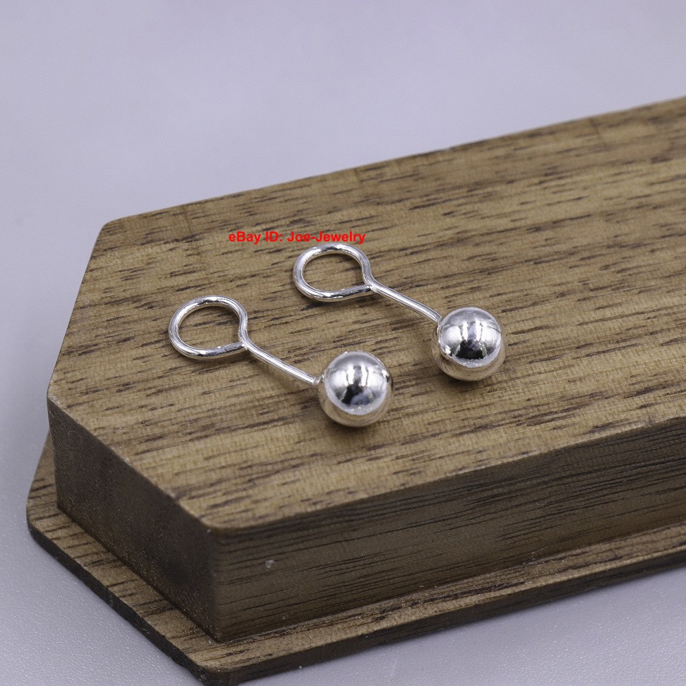 Solid 999 Fine Silver 5.0mm Small Ball Stud Earrings For Women