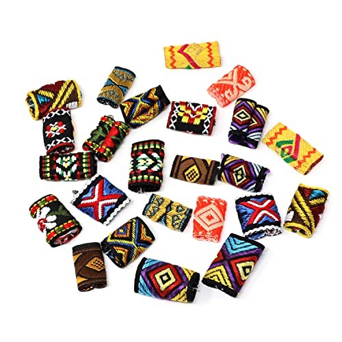 Honbay 24PCS Fabric Dreadlock Beads Colorful Cloth Dreadlock Bead Tubes