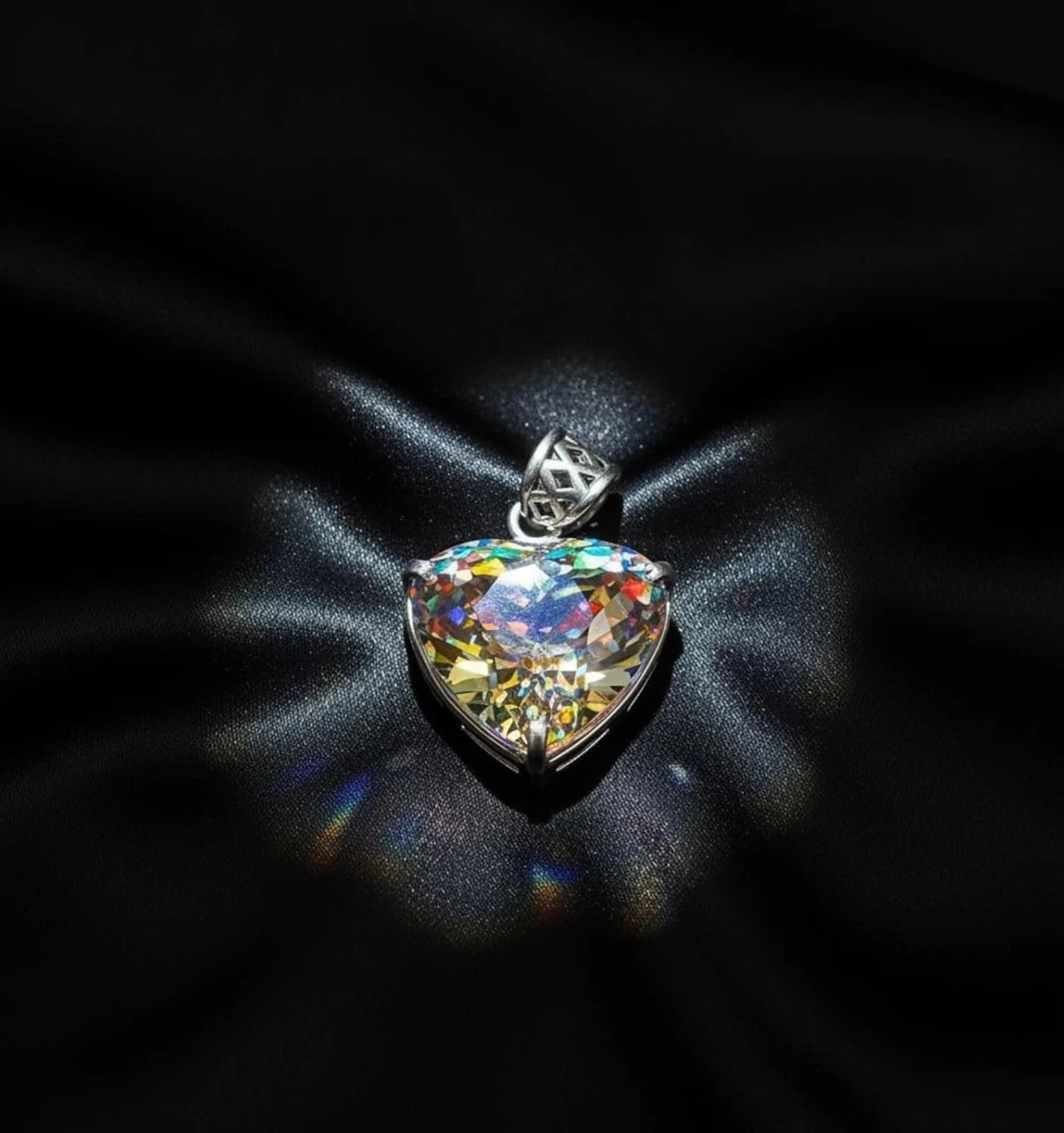 Natural 90 Ct Mystic Topaz Trillion Cut 925 Solid Silver Pendant Gemstone
