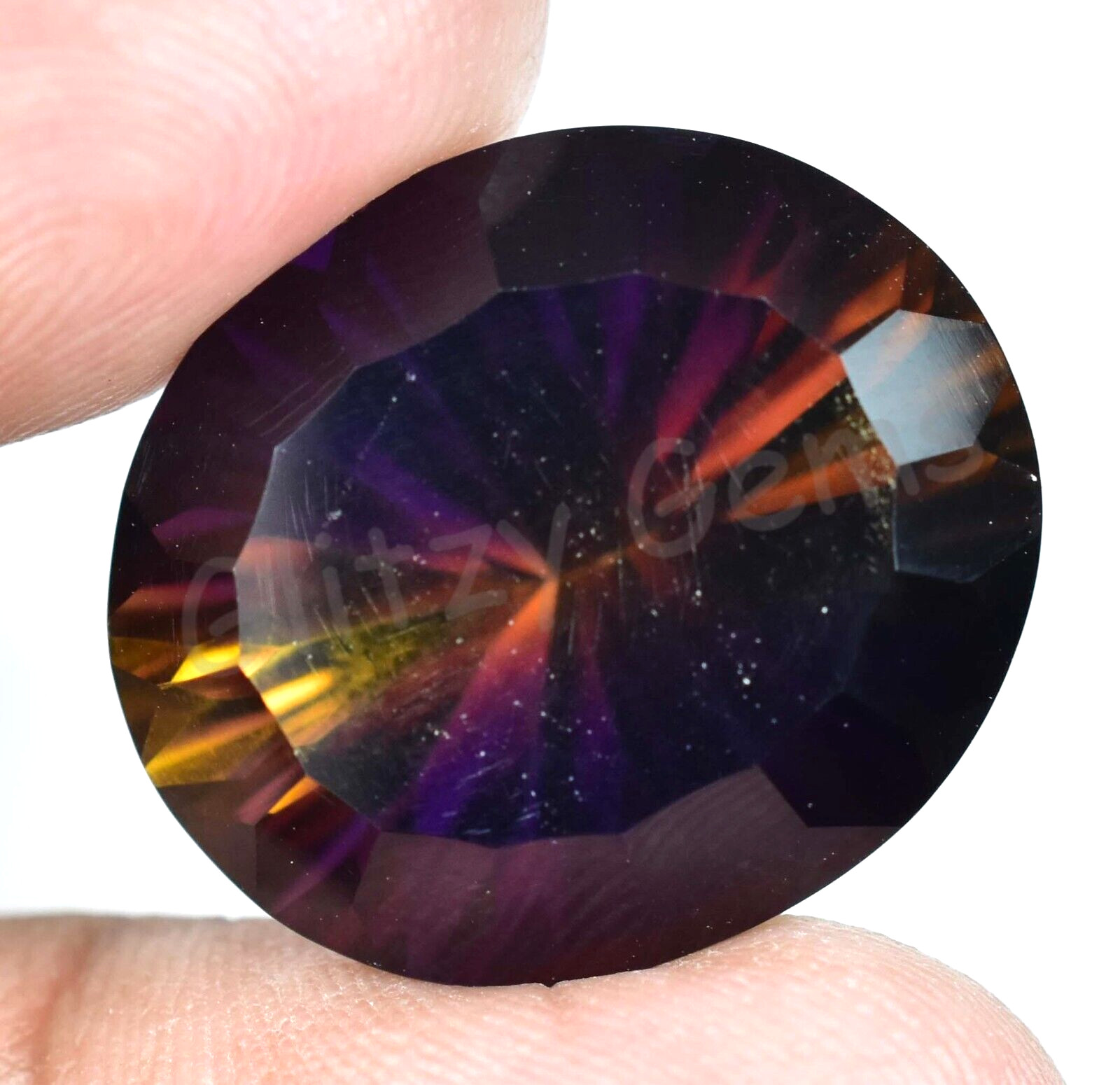 28.75 Ct Natural Bolivia Bi-Color Ametrine Oval AGL Certified Untreated Gemstone