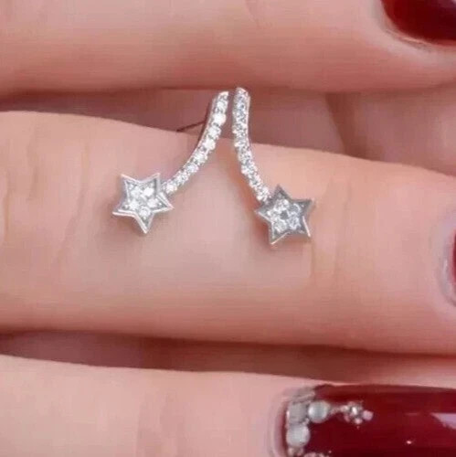 Women’s Star Drop Earring 14k White Gold Plated 0.90Cts Round Lab Grown Diamond