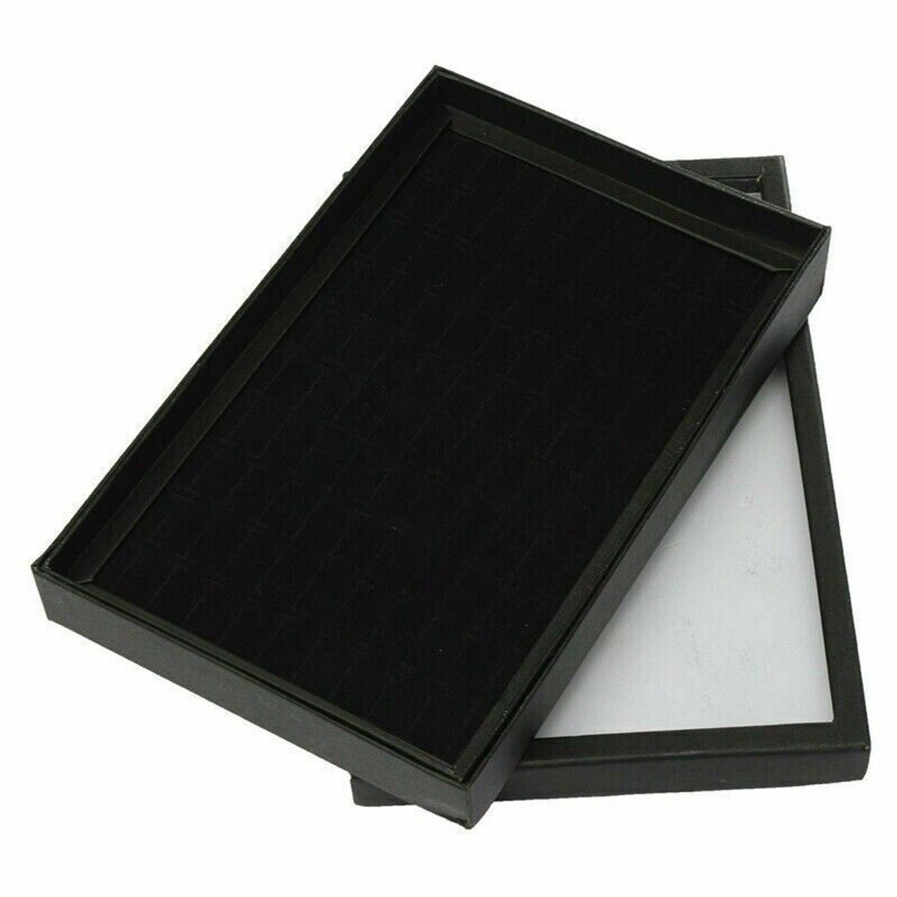 Jewelry Ring Display Organizer 100-Slots Tray Holder Earrings Black Box Case