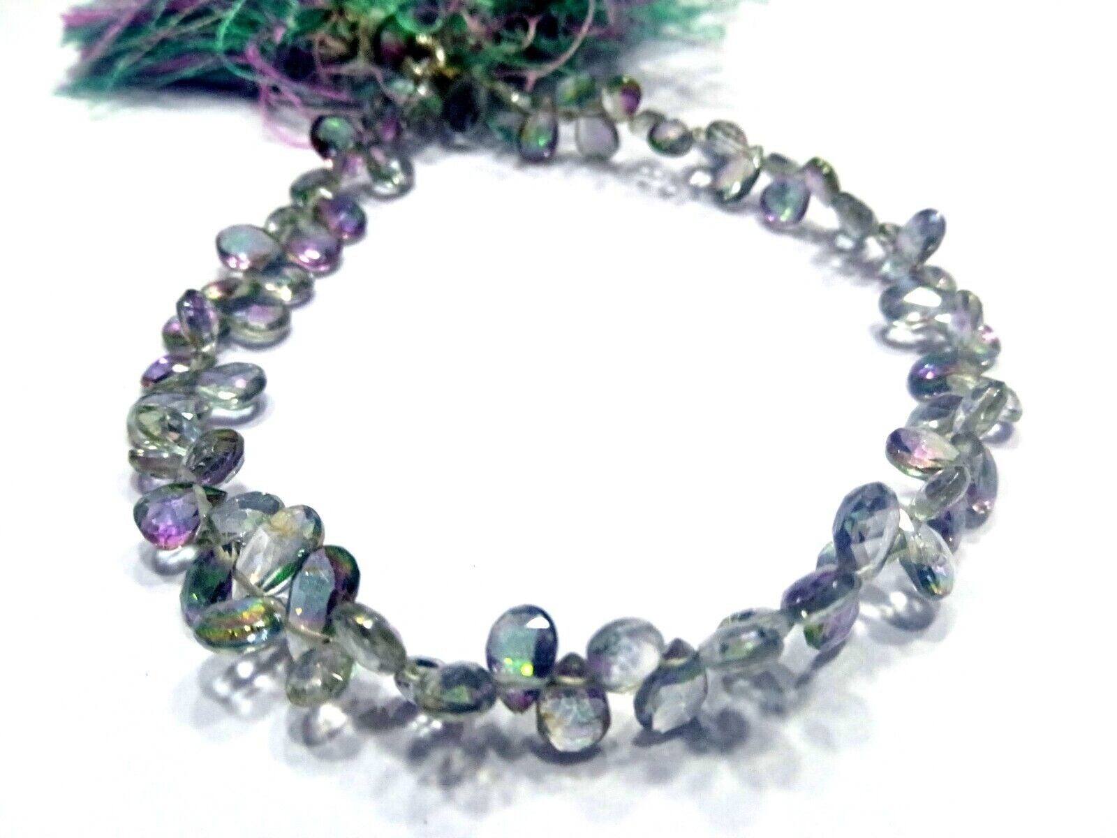 MYSTIC TOPAZ NATURAL PEAR SHAPED FACETED 4X5-5X7MM LOOSE GEMSTONE BEADS 7″INCH