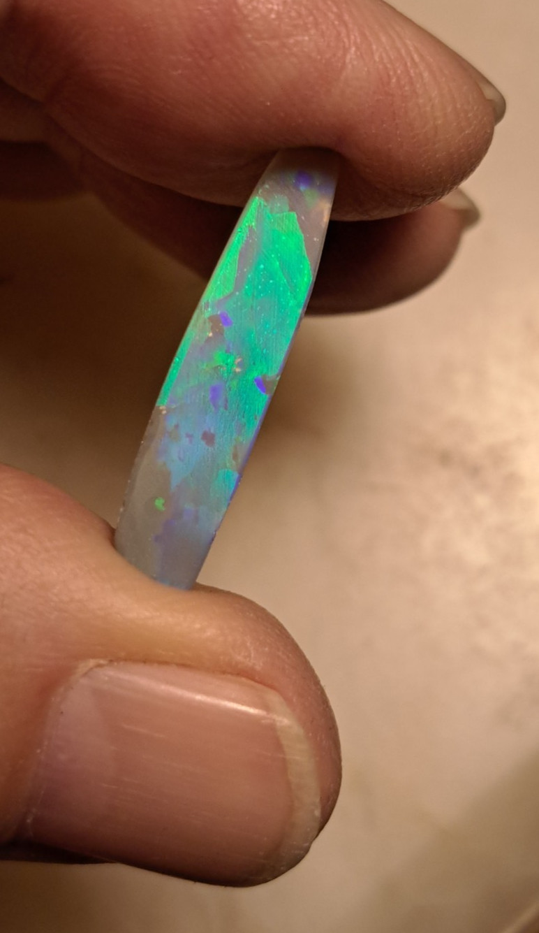 Beautiful Multicolor Lightning Ridge Opal Rub Neon Green, Purple, & Blue Flashes