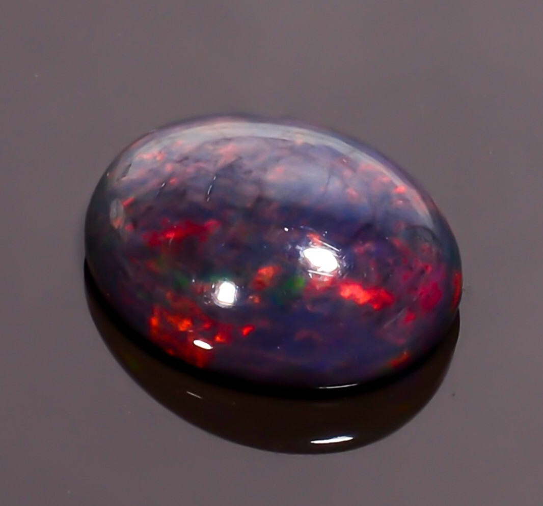 2.50 Cts Natural Black Ethiopian Opal Oval Cabochon Loose Gemstone 11X9X5 mm