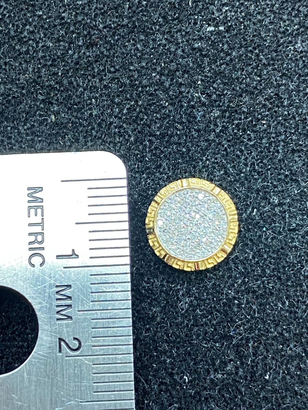 10K Yellow Gold Genuine Natural 0.25ctw Pave Diamonds Studs Earrings 10.8mm