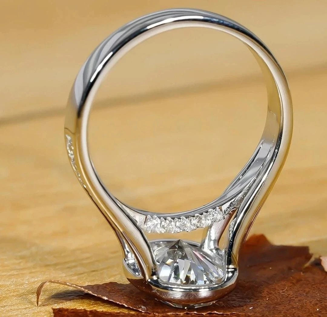 Certified Natural 3.00 Cts Diamond Solid 925 Sterling Silver Wedding Ring