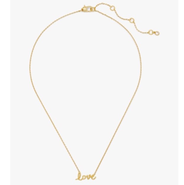 NWT KATE SPADE Say Yes Love Pendant Necklace Gold KI174 W DUST BAG $69