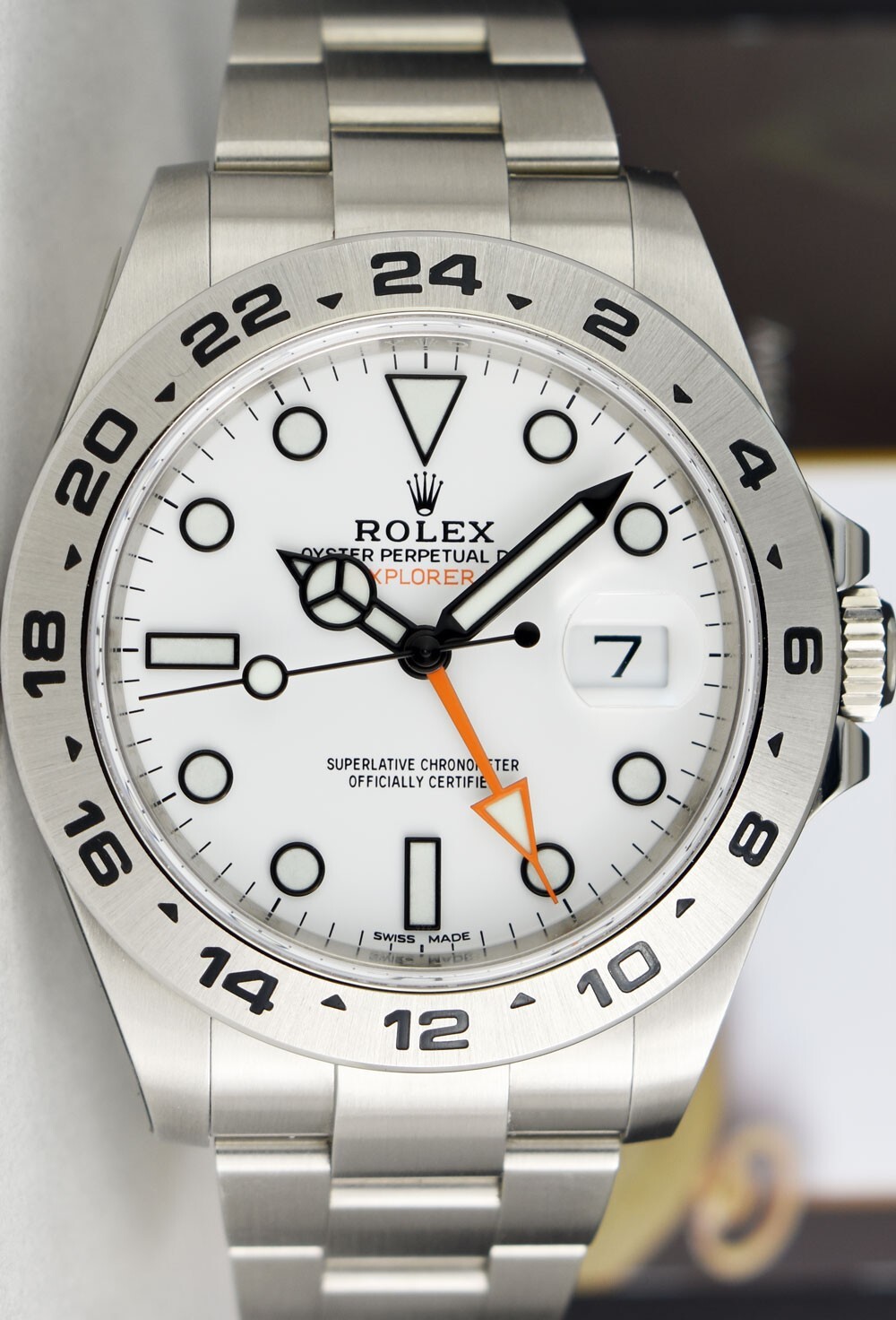ROLEX 42mm Stainless Steel Explorer II POLAR White w/ CARD 216570 SANT BLANC