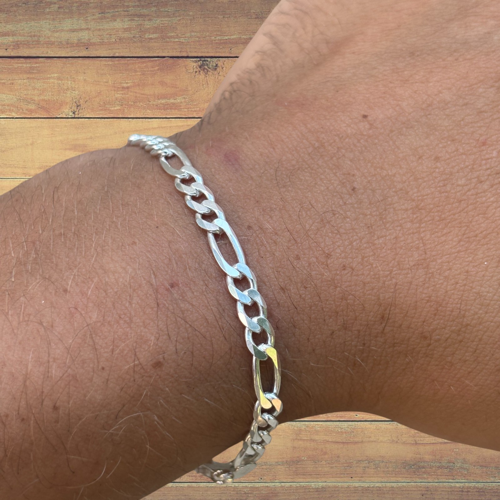 5mm Figaro Bracelet Link – Real Solid 925 Sterling Silver Or 14k Gold Vermeil