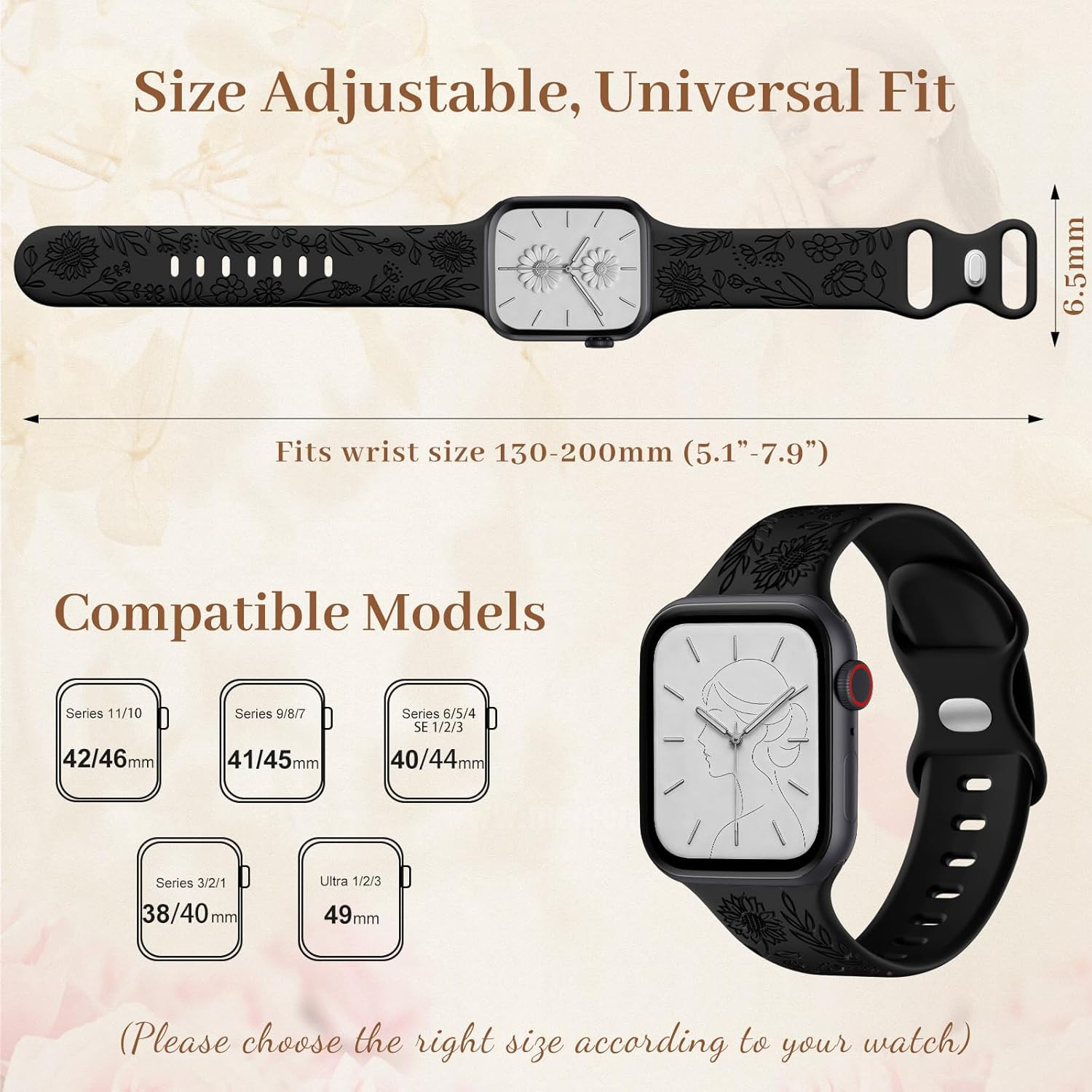 8 Pack Bands for Women Compatible with Apple Watch 40Mm 41Mm 38Mm 42Mm 44Mm 45Mm
