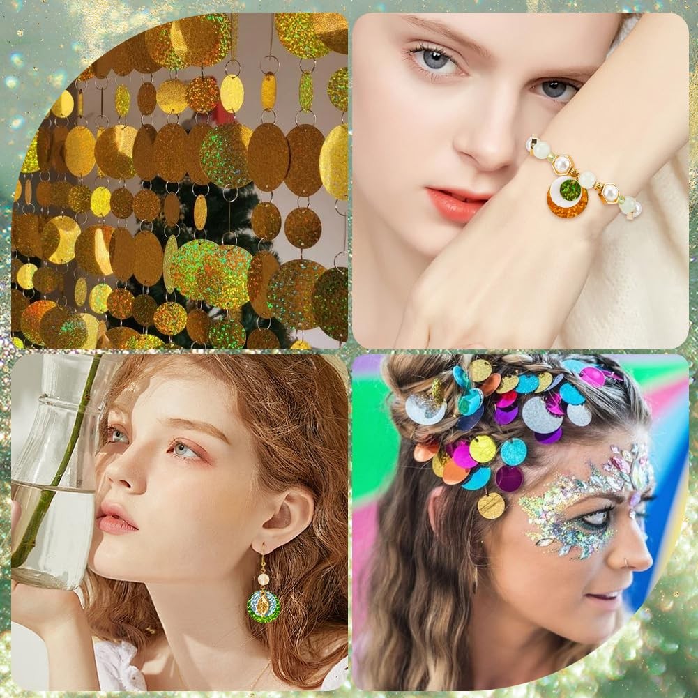 600Pcs 5 Colors Round Sequins Flat Sequin Paillettes 20mm Plastic PVC Colorfu