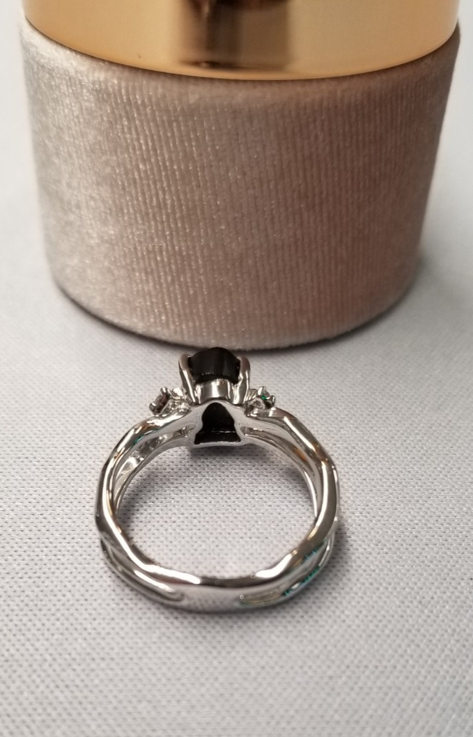Moon Magic Raw Crystal Black Obsidian Ring sz 6 Sterling Silver