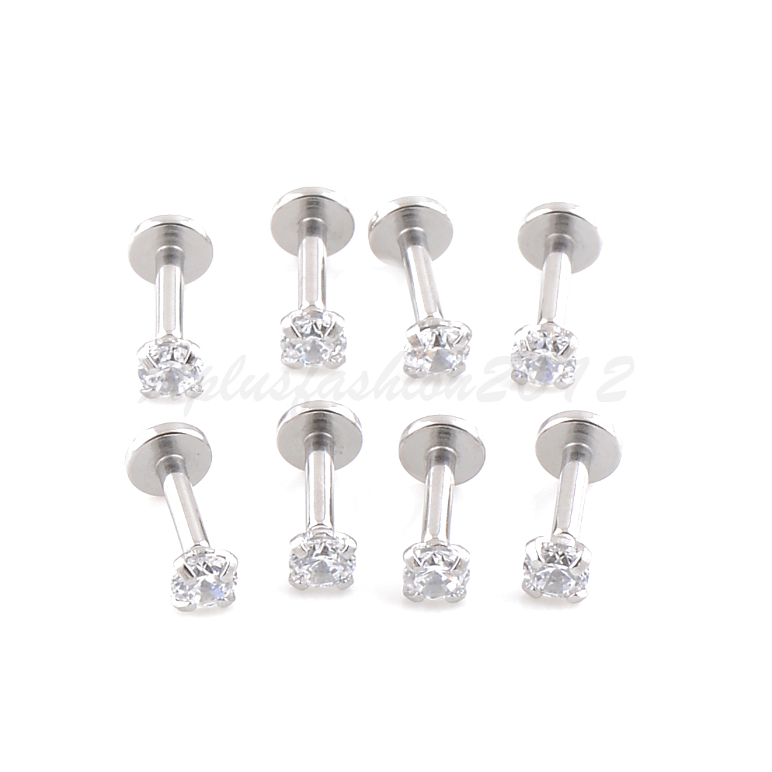 18g 16g 1/4″ 2,2.5,3,3.5,4mm Prong Set Clear Crystal Tragus Triple Forward Helix
