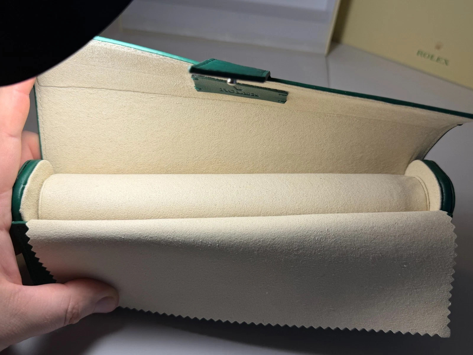 Rolex Green Leather Watch Roll Travel Case 3 Slot Storage Pouch Collector Gift