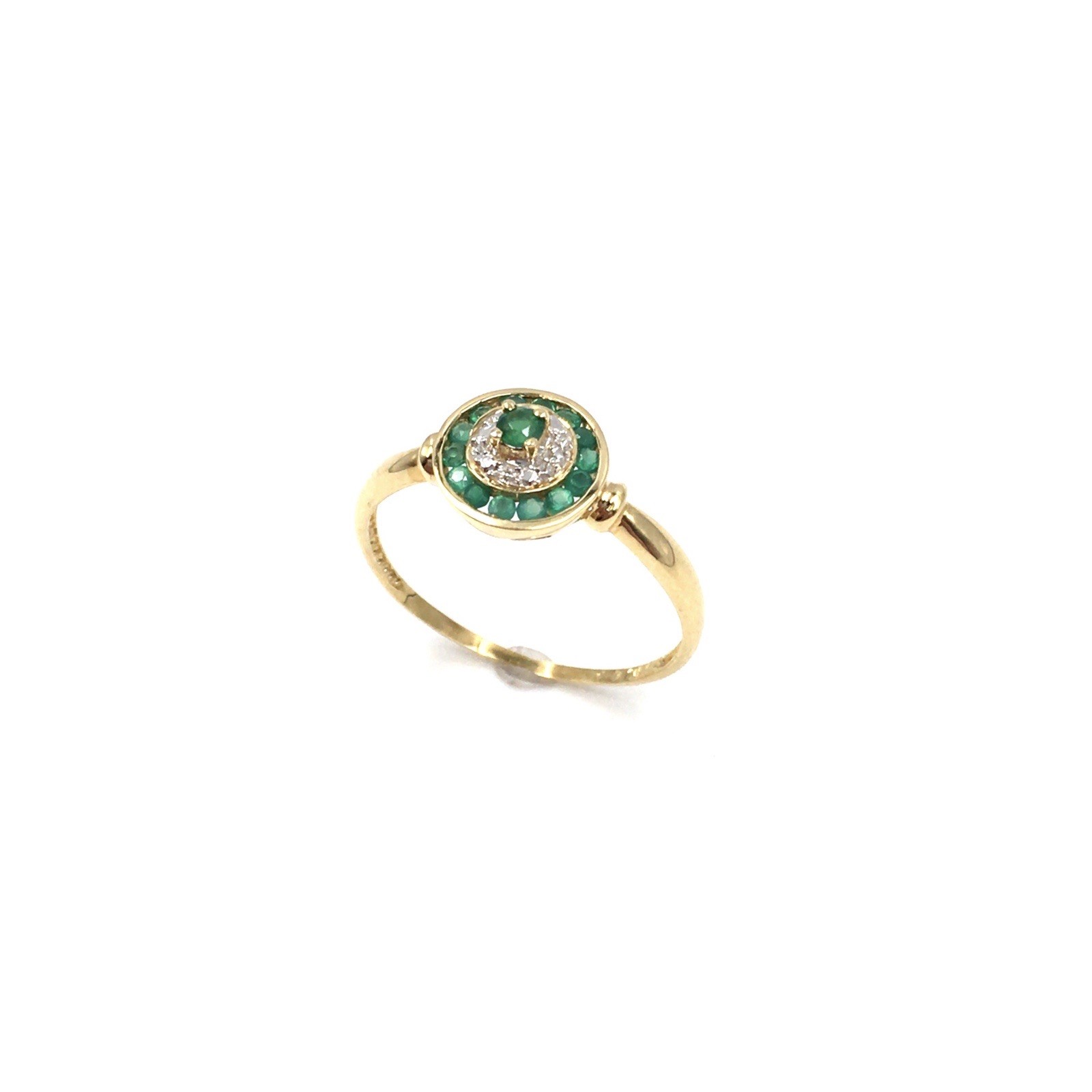 18ct yellow gold ring emerald in the style of Art Deco 750 gold jewelry 19.1mm/60