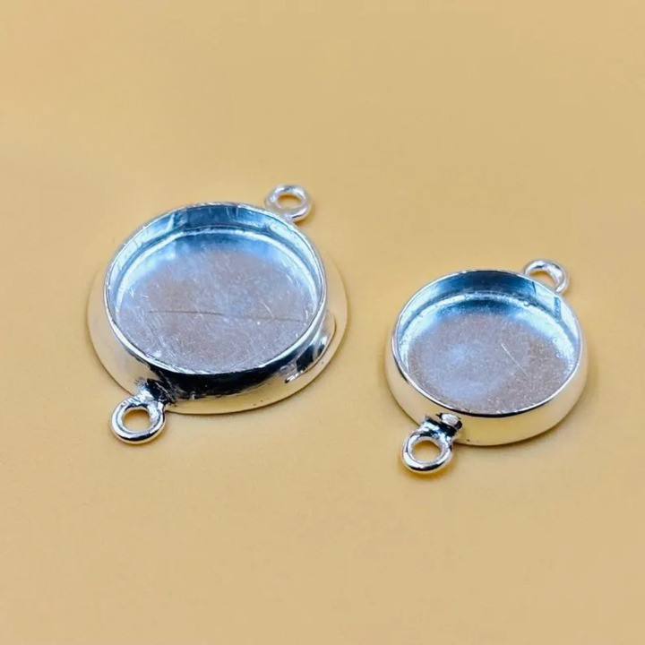 925 Sterling Silver 4mm Round Bezel Blank Pendant Setting DIY Jewelry Making
