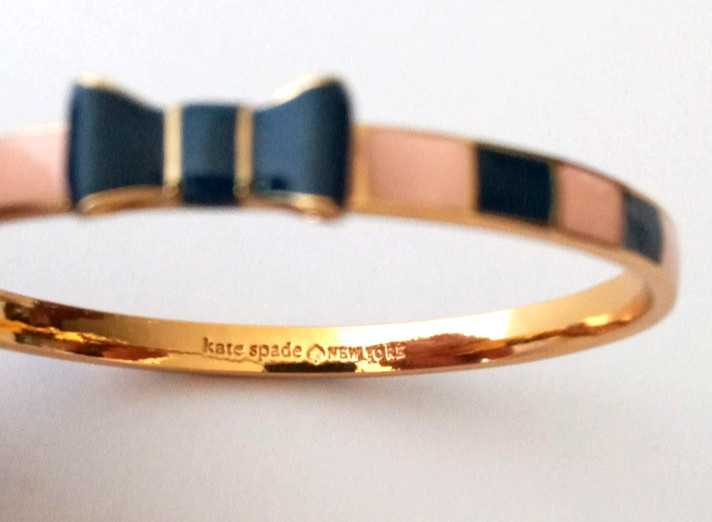 KATE SPADE New York Enamel Bow Pink Navy Bangle Bracelet