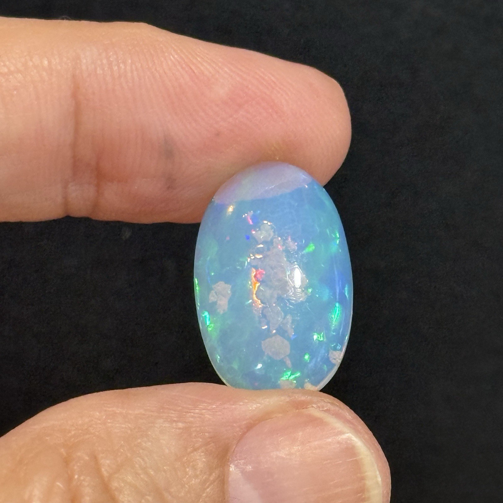 6.10ct 20.7×12.7×4.7mm Fine Galaxy Pin Fire Ethiopian Welo Opal Oval Cabochon