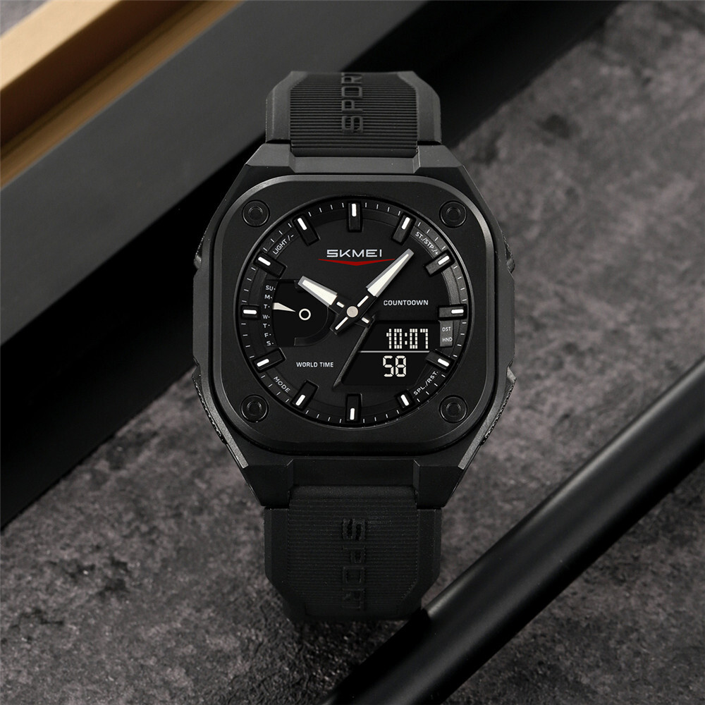 SKMEI Men Watch Fashion Dual Time Wristwatch Student Electronic Digital Watch