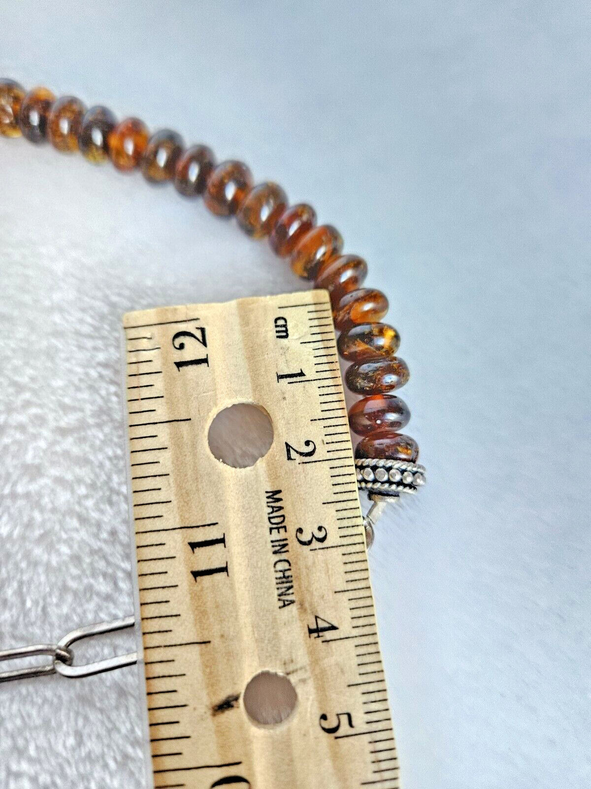 Vintage 925 Solid Sterling Silver Multicolor Amber Large Pendant Necklace