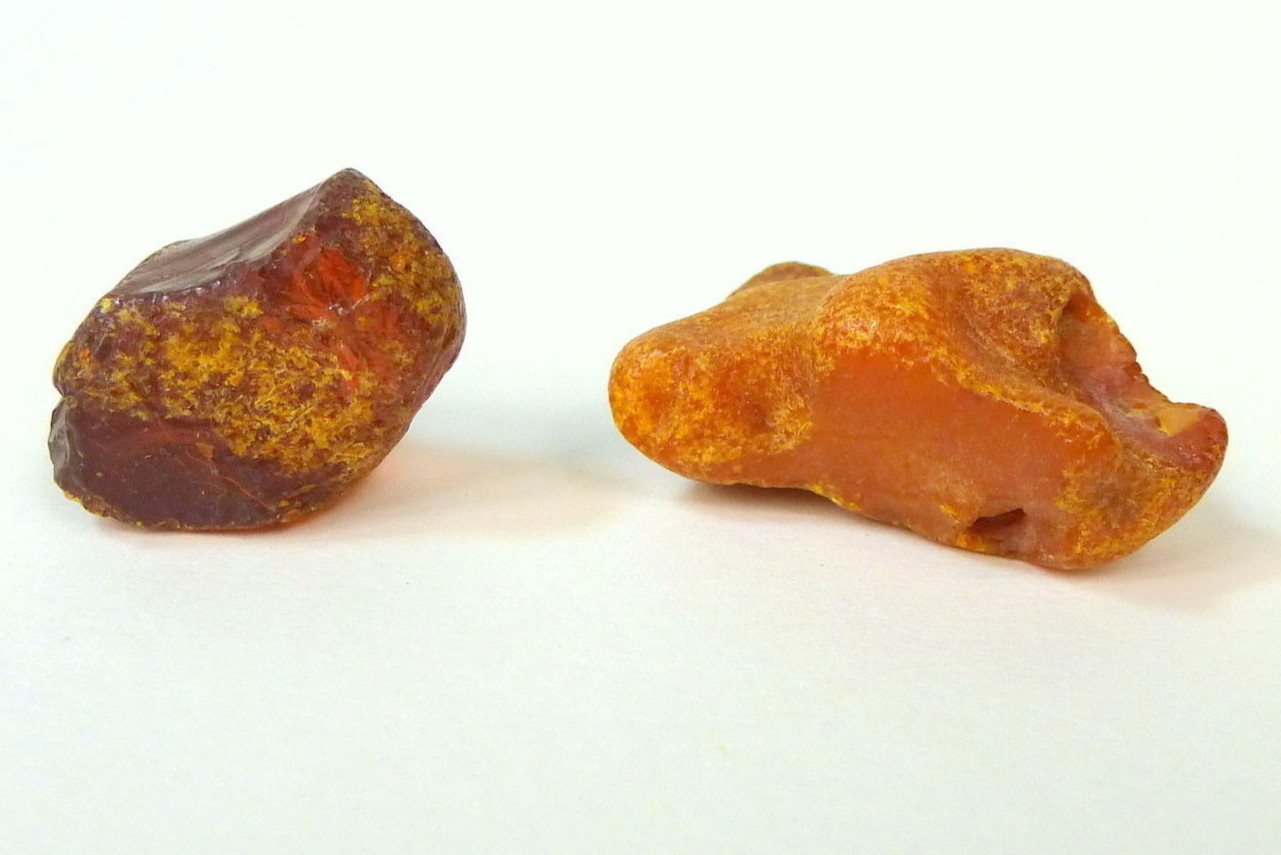 Two Amber Pieces Amber uncut
