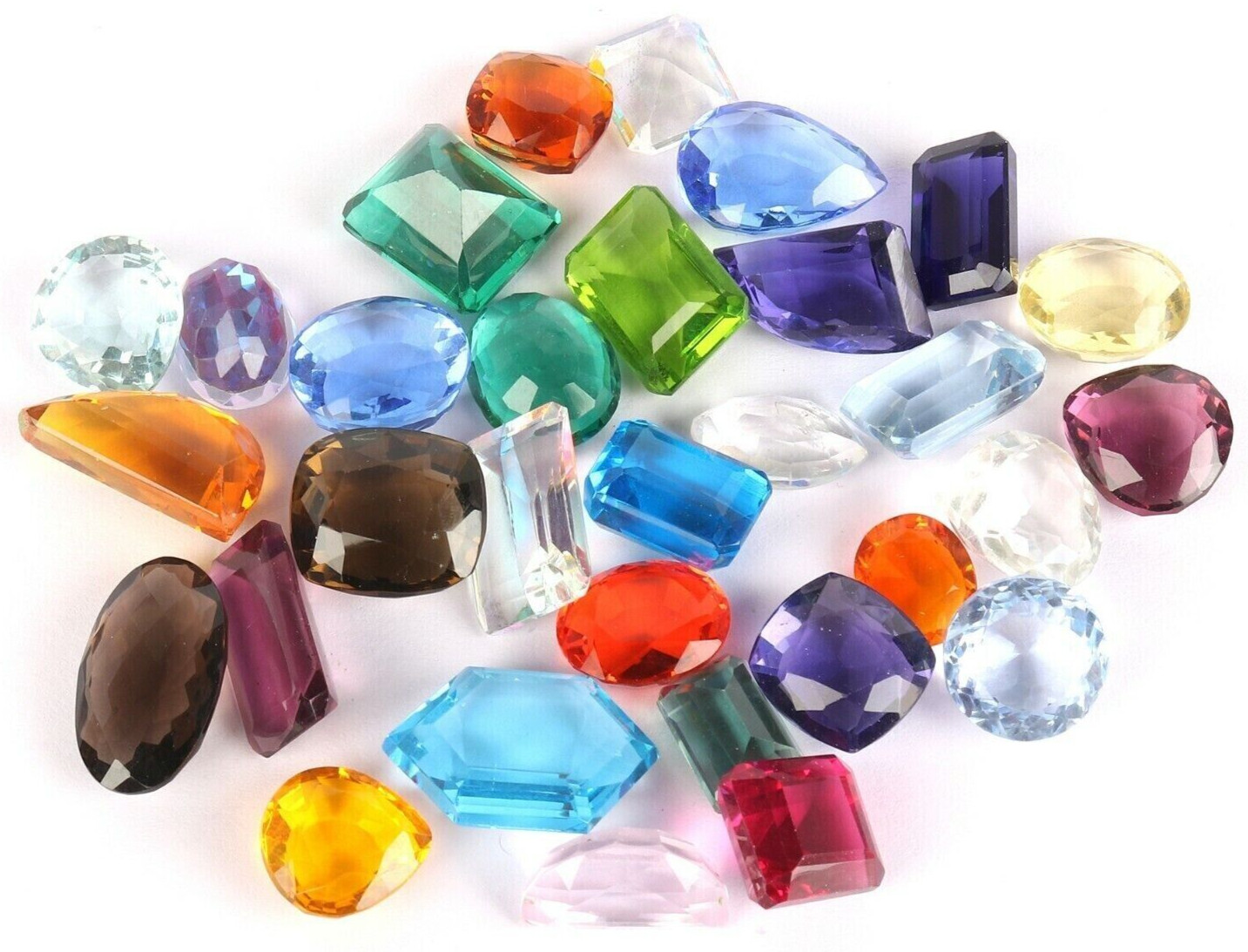 Citrine, Topaz, Amethyst & Alexandrite Gemstone Mix Color & Cut 100 Ct 6 Pcs Lot