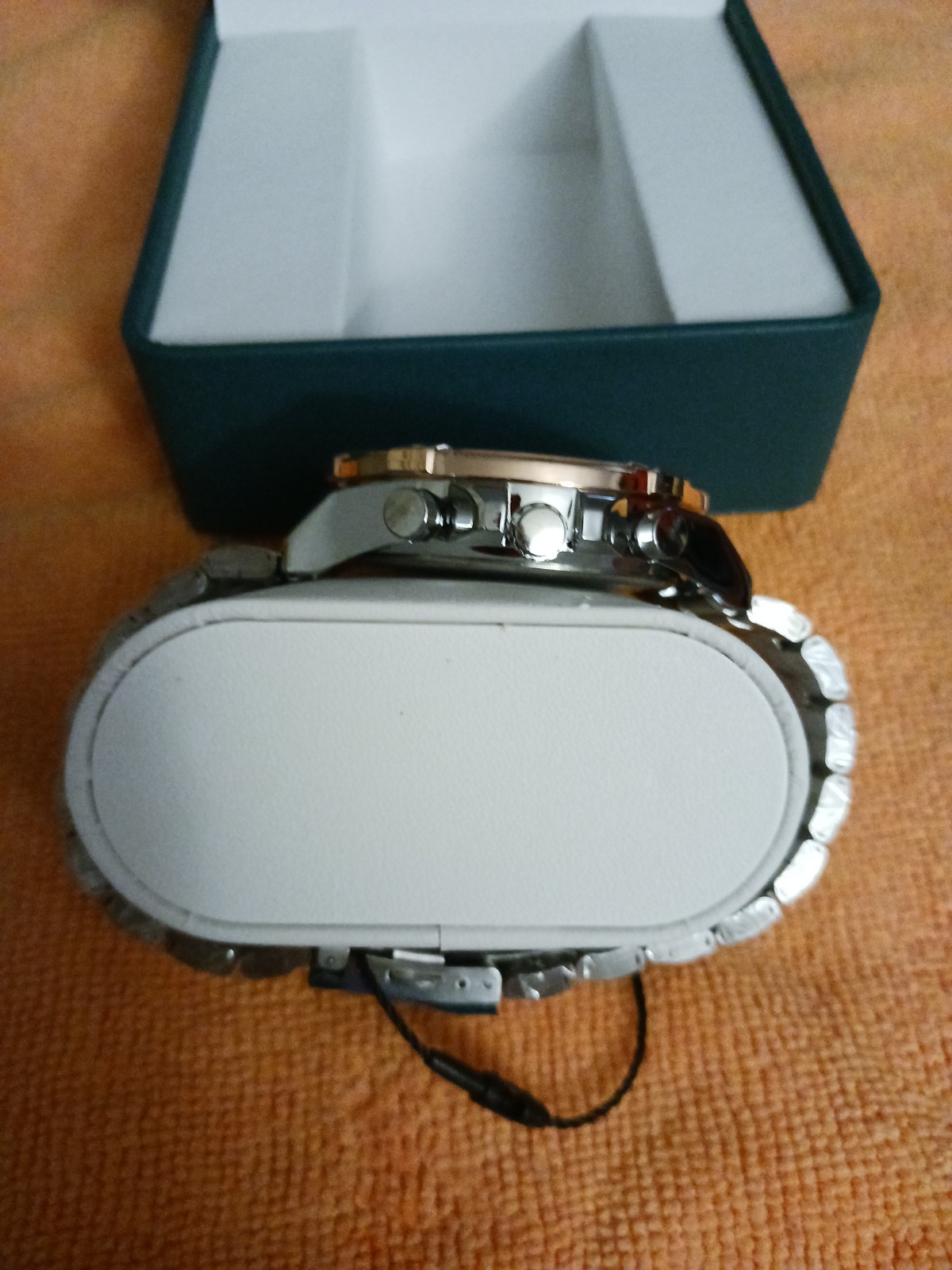 Bibi Cassray Men’s Luxury Watch; Black Dial Rose Case Silver Band B0201
