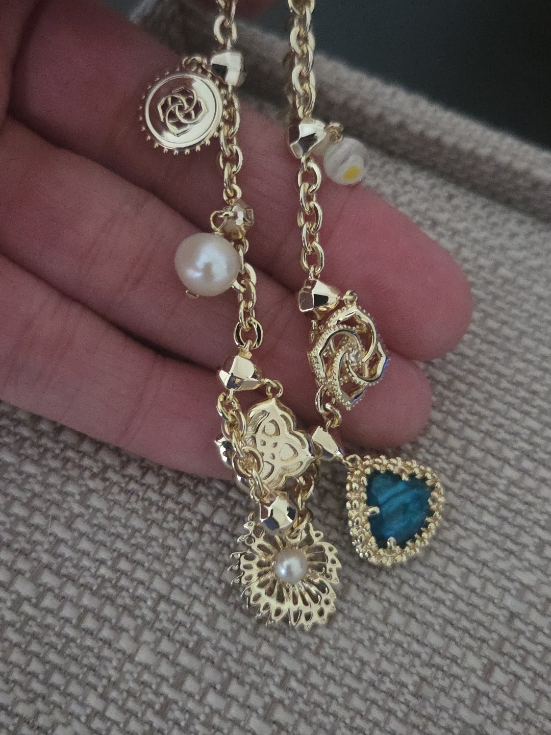 14k Yellow Gold Plated Kendra Scott Charm Bracelet 7-8 Inches