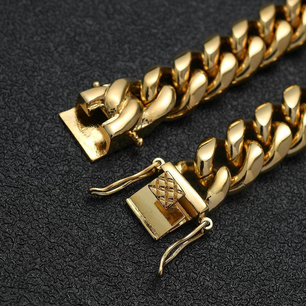 6-14mm Heavy Hip Hop Miami Cuban Link Bracelet Necklace Solid Stainless Steel