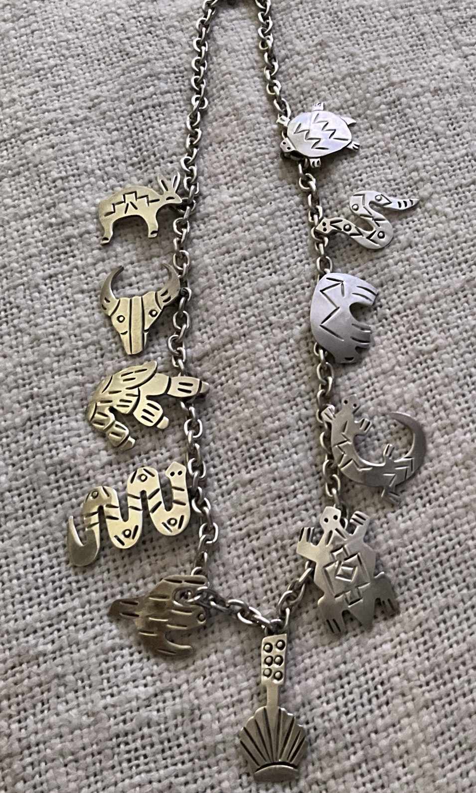 Anne & Jane Harvey Sterling Mexican Symbols Necklace 79 Grams
