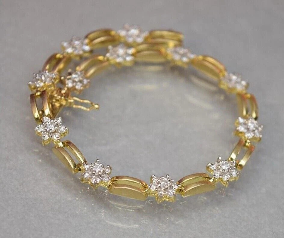 6 Ct Round Cut White Moissanite Women’s Tennis Bracelet 14k Yellow Gold Plated