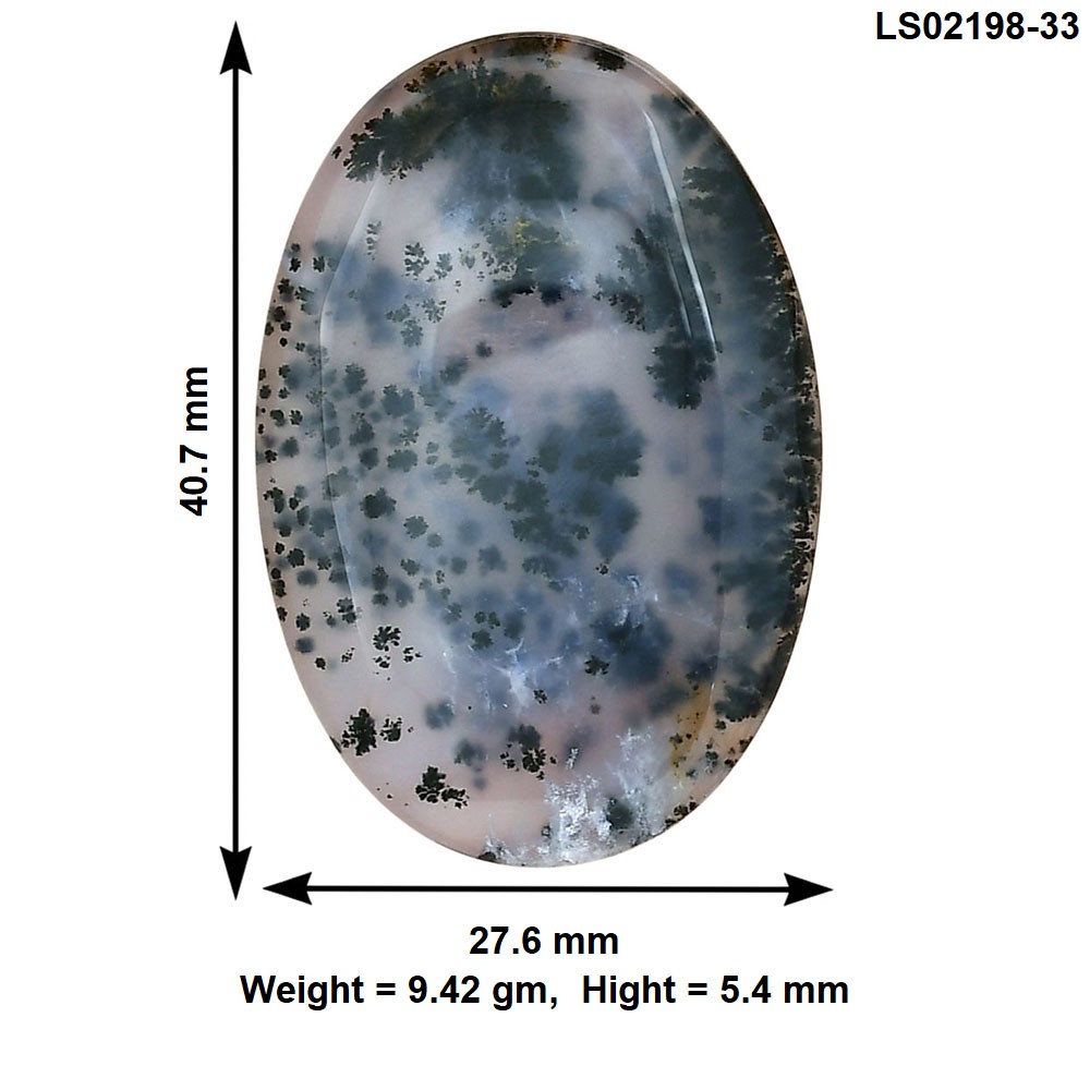 Natural Robinson Ranch Plume Agate 40.7×27.6×5.4 mm Oval Gemstone LS02198-33
