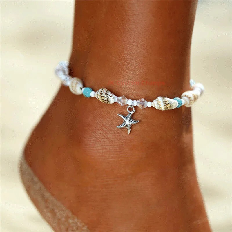 Women’s Anklet Jewelry Foot Chain Shell Beaded Barefoot Beach Starfish Bracelet