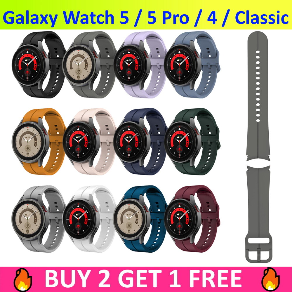 Samsung Galaxy Watch 5 Pro 4 Classic 40/44/45/46 20mm Silicone Strap Sport Band