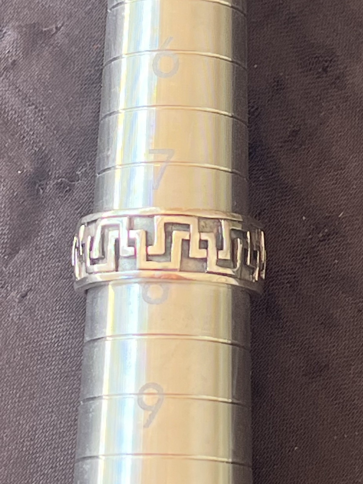 Vintage Celtic Geometric Knotwork sterling silver 925 Peter Stone Ring size 7.5