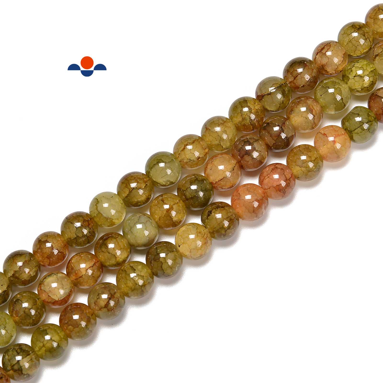 Yellow Green Crackle K9 Crystal Glass Smooth Round Beads 6mm 8mm 10mm 15.5″Strnd